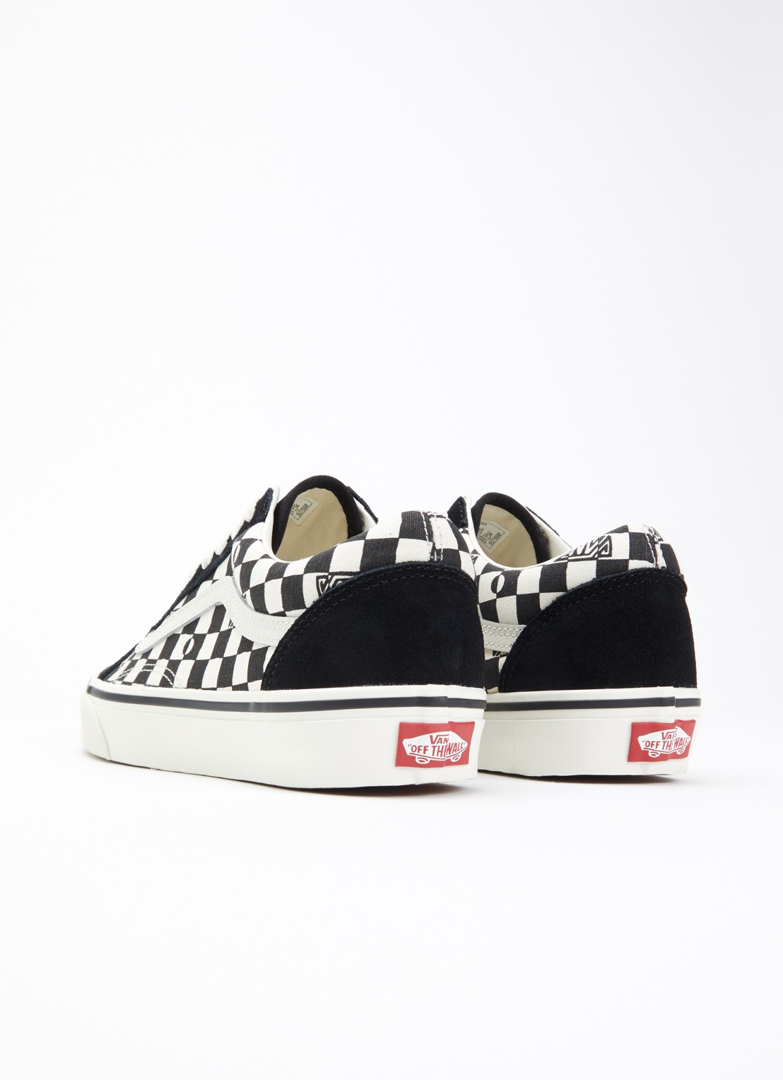 VANS Old Skool geo check sneakers met suéde details  - achterkant 5 zwart
