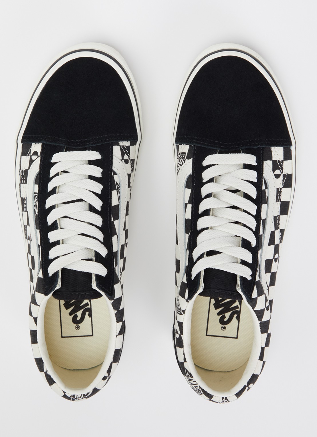VANS Old Skool geo check sneakers met suéde details  - detail 2 zwart