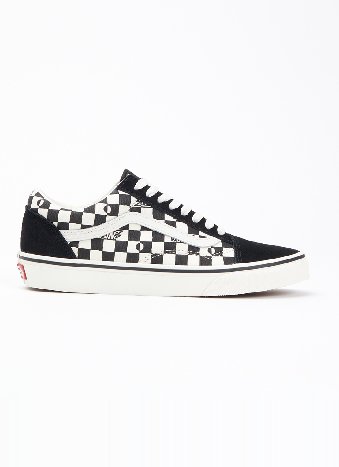 VANS Old Skool geo check sneakers met suéde details  - voorkant 4 zwart