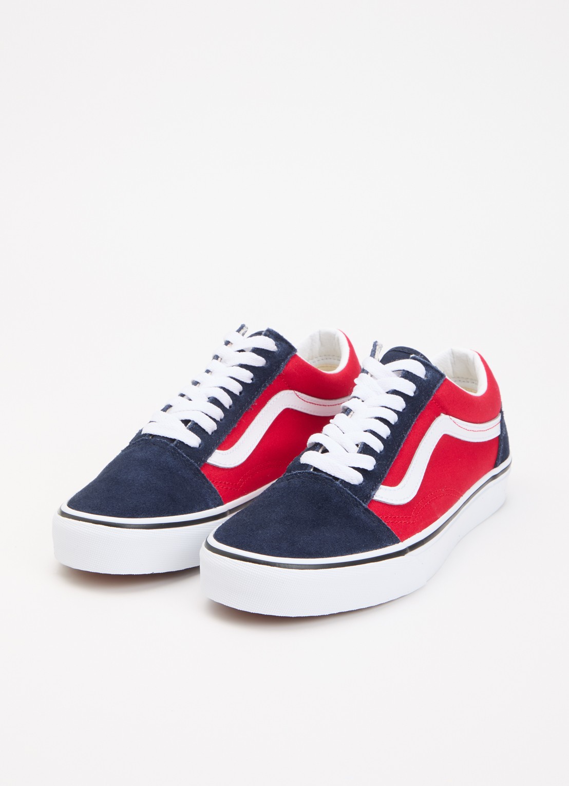 VANS Old Skool sneaker met details van leer - voorkant 4 rood