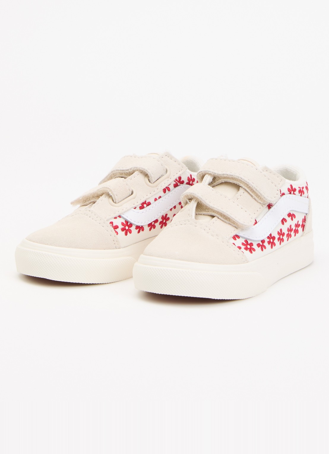 VANS Old Skool sneaker van suède met borduring  - voorkant 3 gebroken wit
