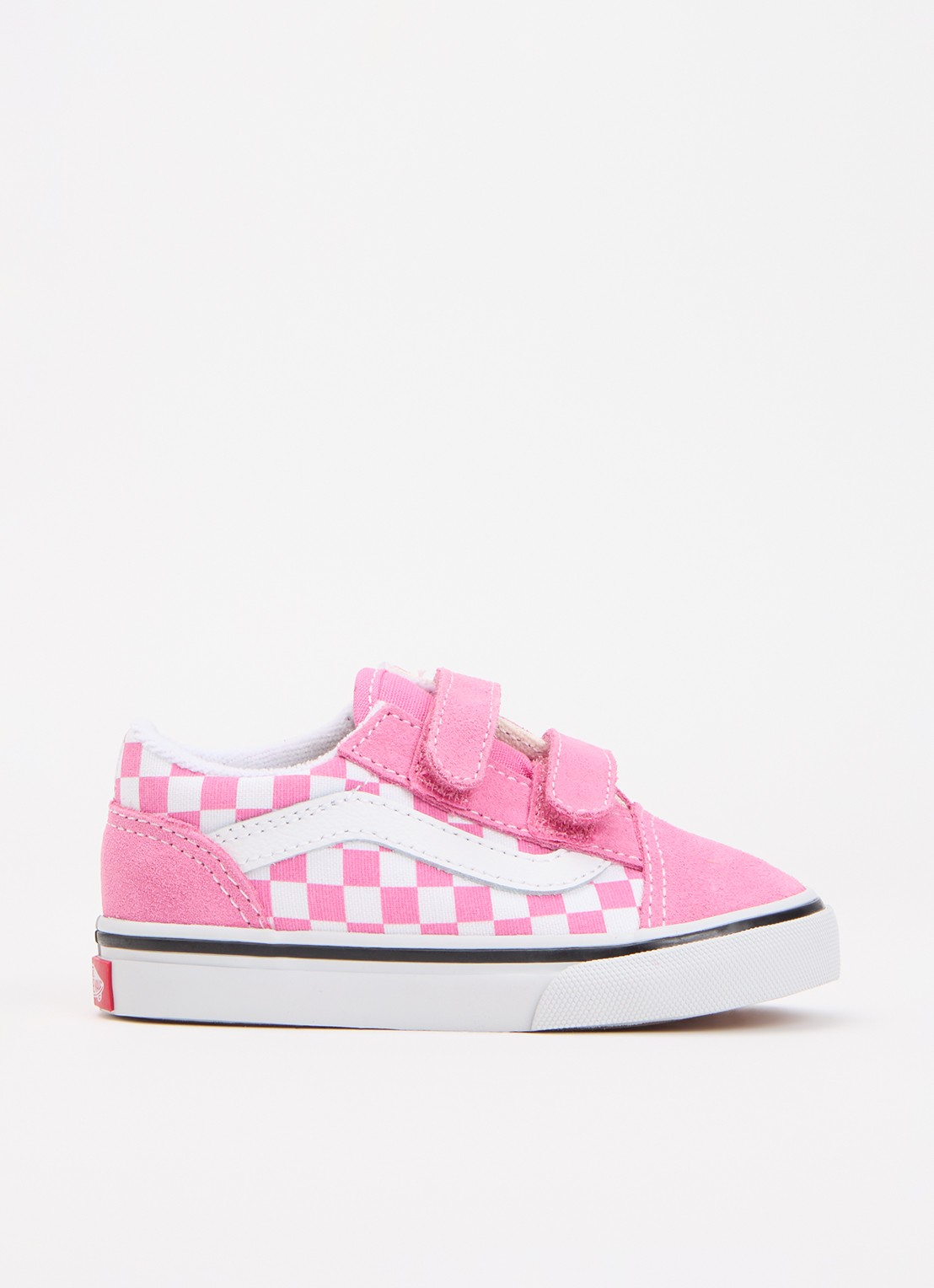 VANS Old Skool sneaker van suède met ruitdessin - voorkant roze