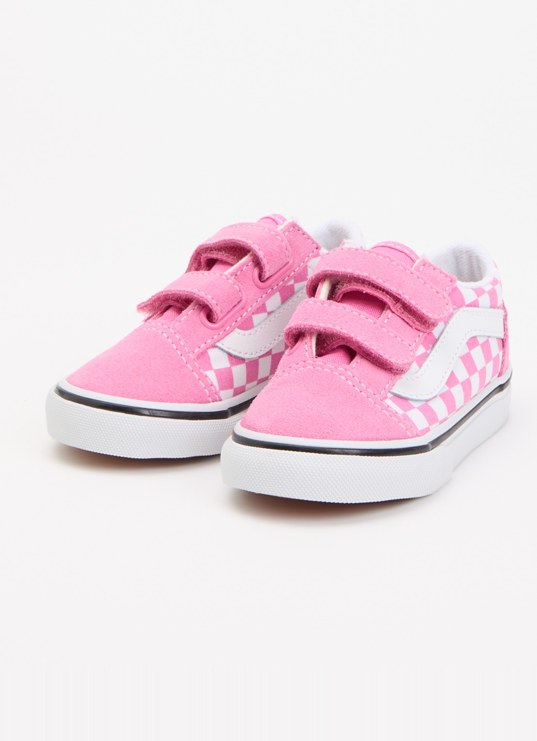 VANS Old Skool sneaker van suède met ruitdessin - voorkant 2 roze