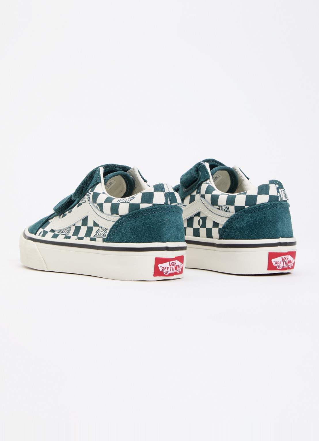 VANS Old Skool V geo check sneaker met suéde details  - achterkant 4 groen