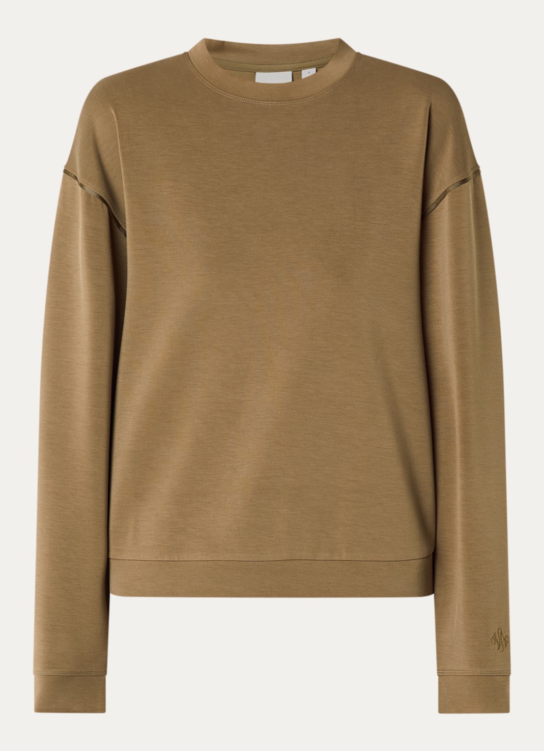 Varley Coralie sweater met ronde hals - voorkant 3 mosgroen