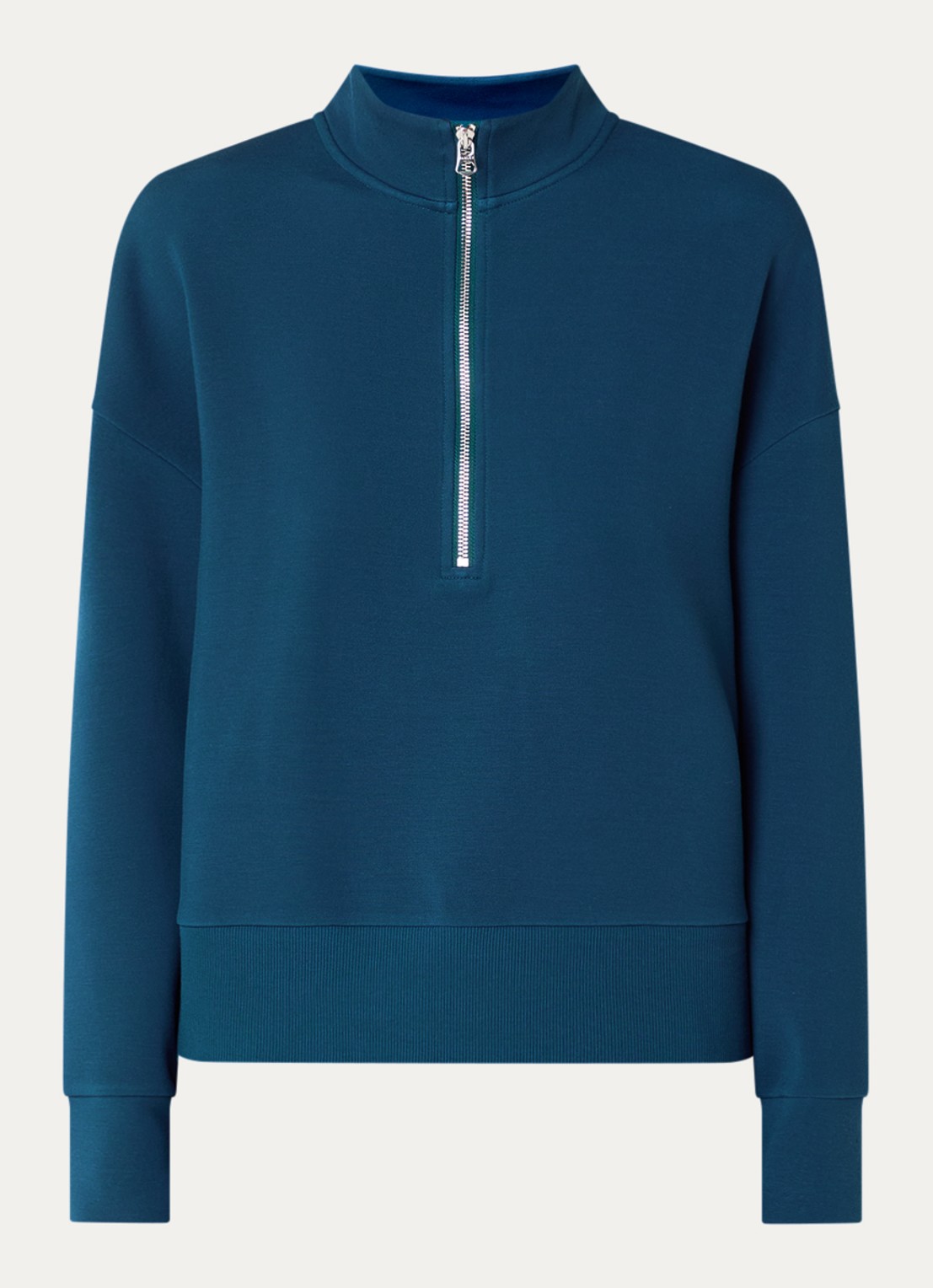 Varley Mavis sweater met halve rits - voorkant 3 aquablauw