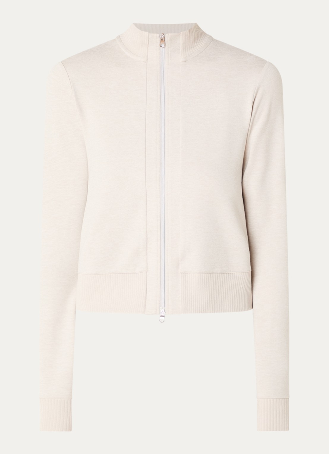 Varley Rufus cropped trainingsvest met gemêleerd dessin - voorkant 2 beige