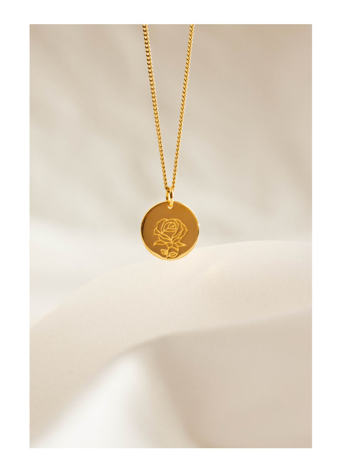 Vedder & Vedder Birthflower Roos ketting Juni verguld - voorkant 3 goud