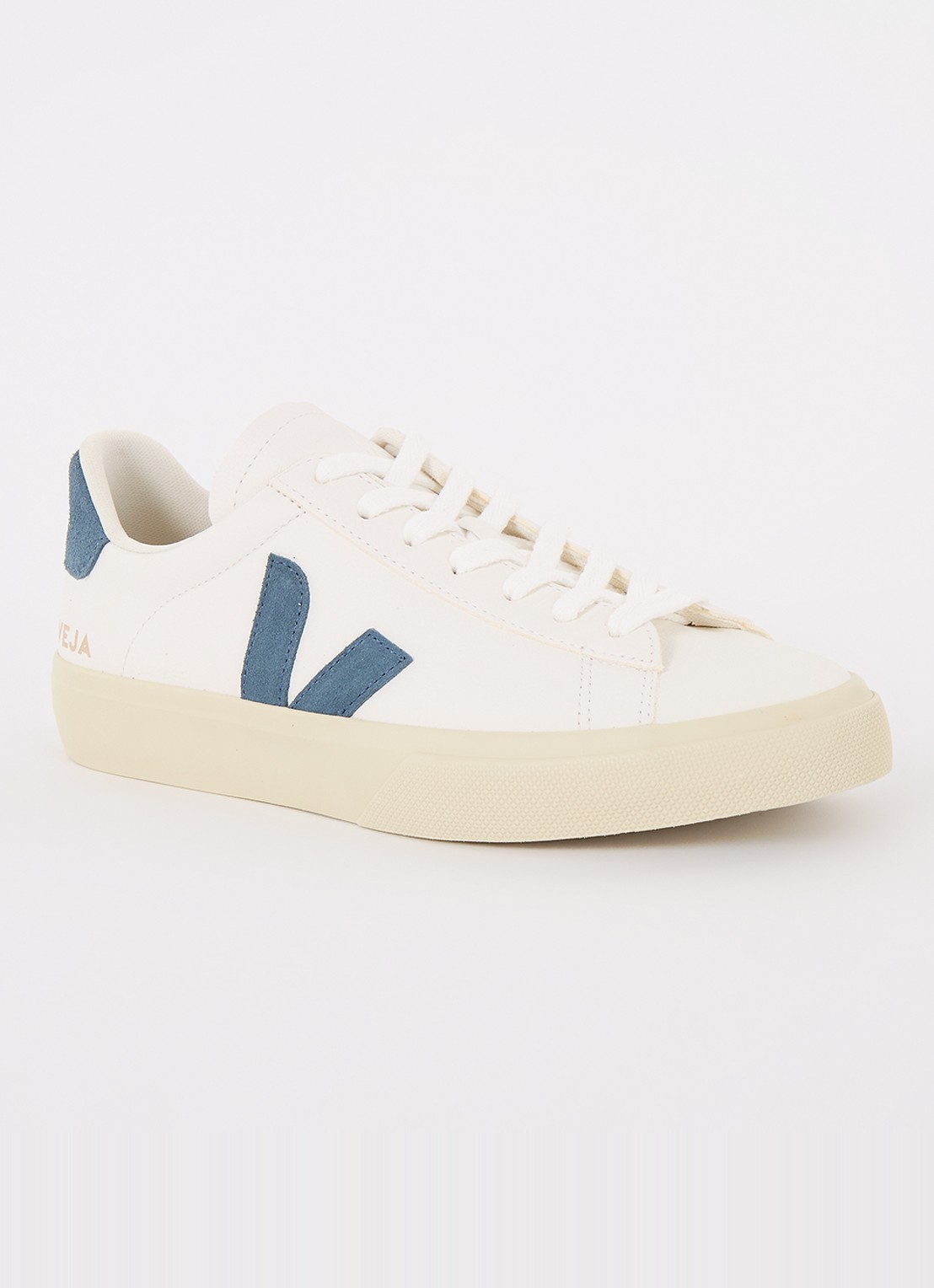Veja Campo sneaker van leer met suède details - voorkant 3 staalblauw