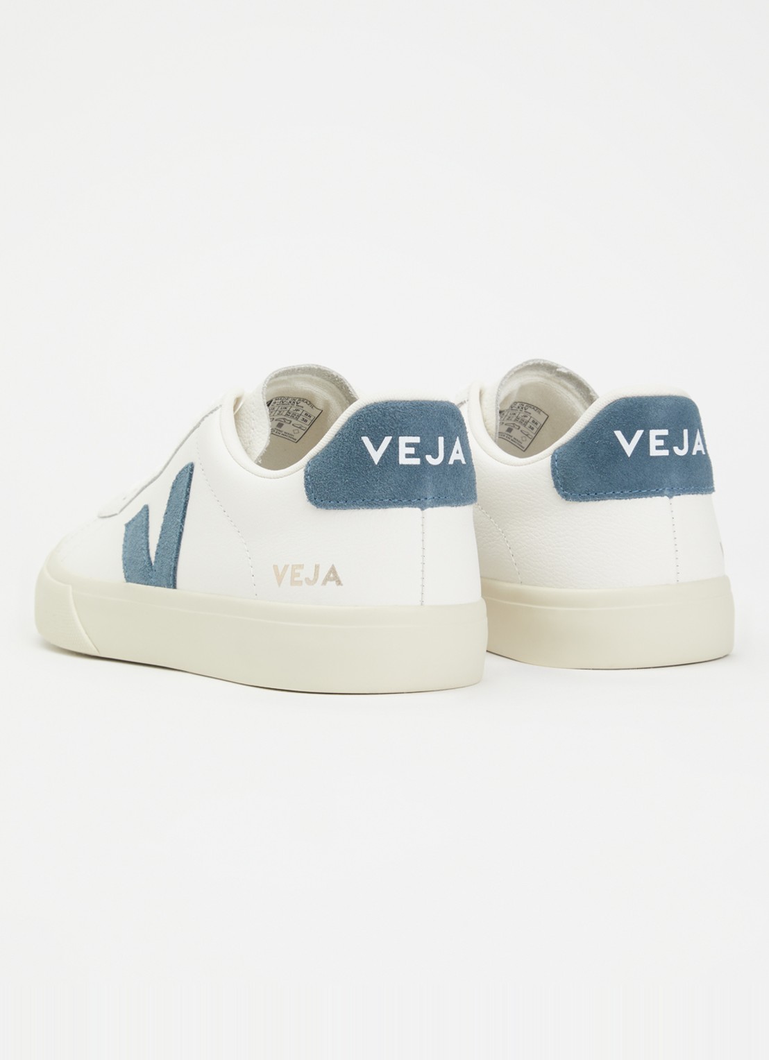 Veja Campo sneaker van leer met suède details - achterkant 2 staalblauw
