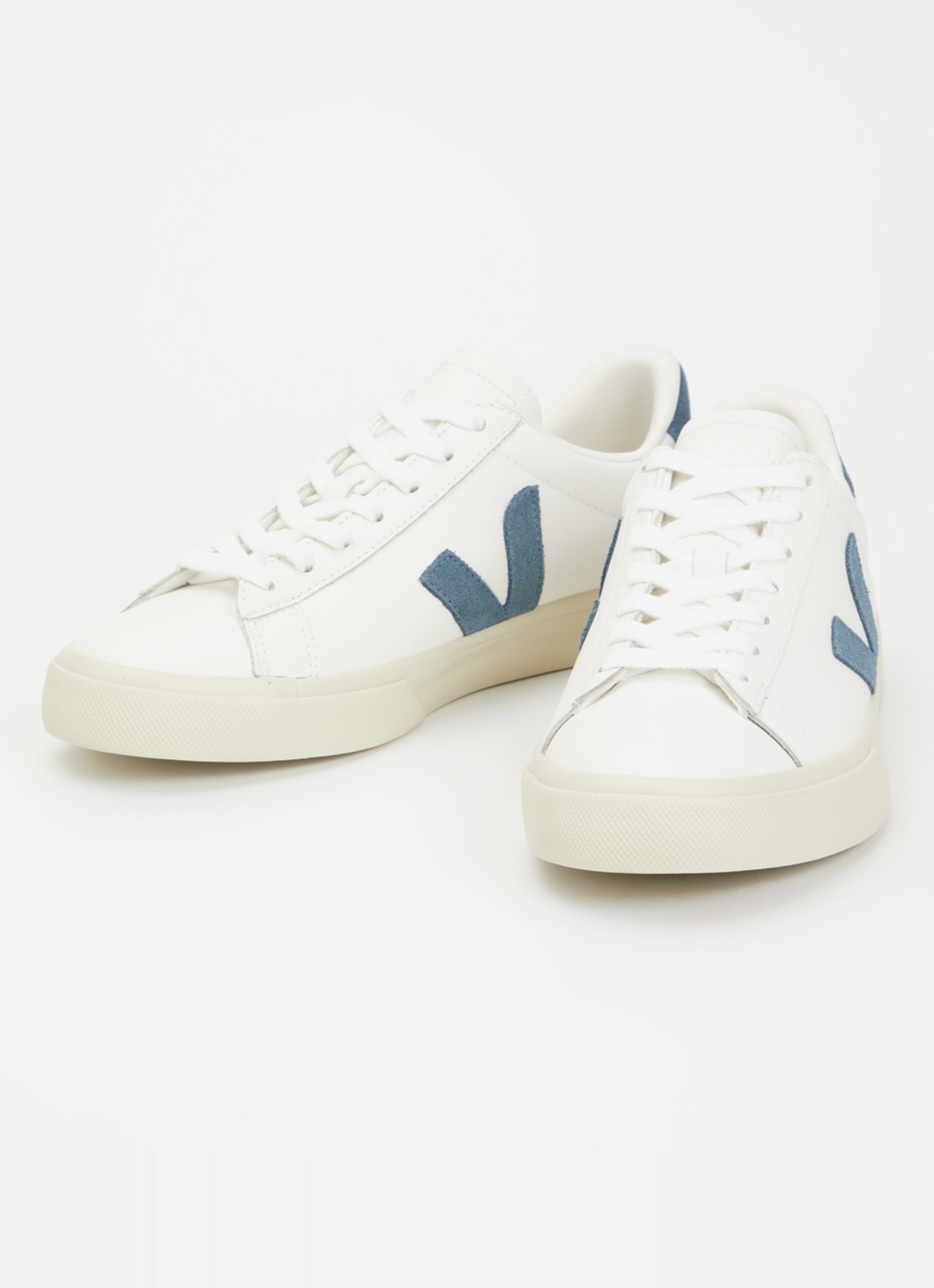 Veja Campo sneaker van leer met suède details - detail 8 staalblauw