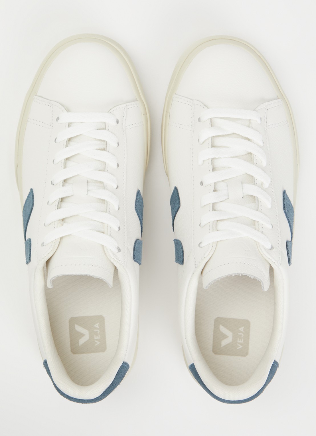 Veja Campo sneaker van leer met suède details - detail 9 staalblauw