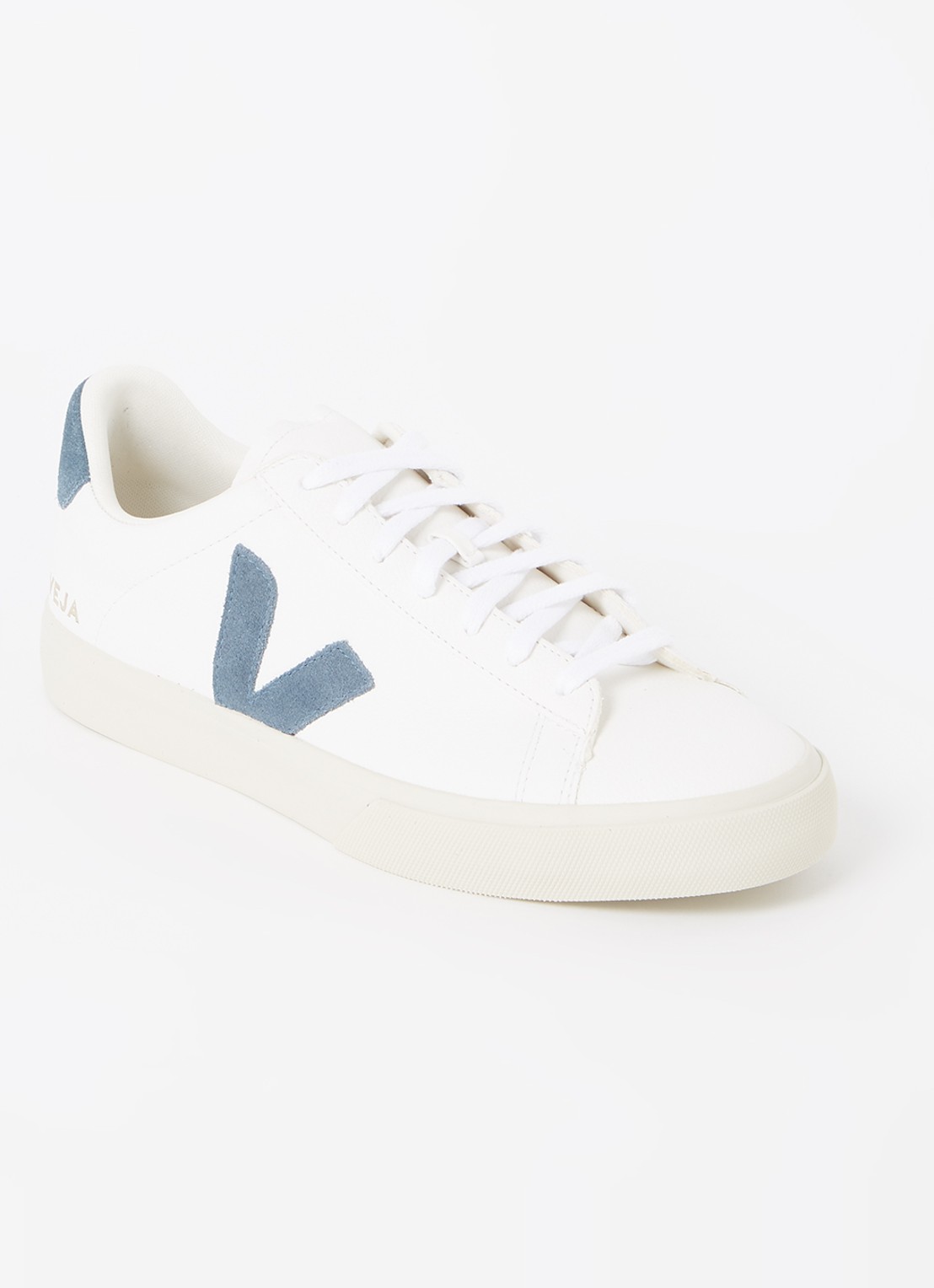 Veja Campo sneaker van leer met suède details  - voorkant wit