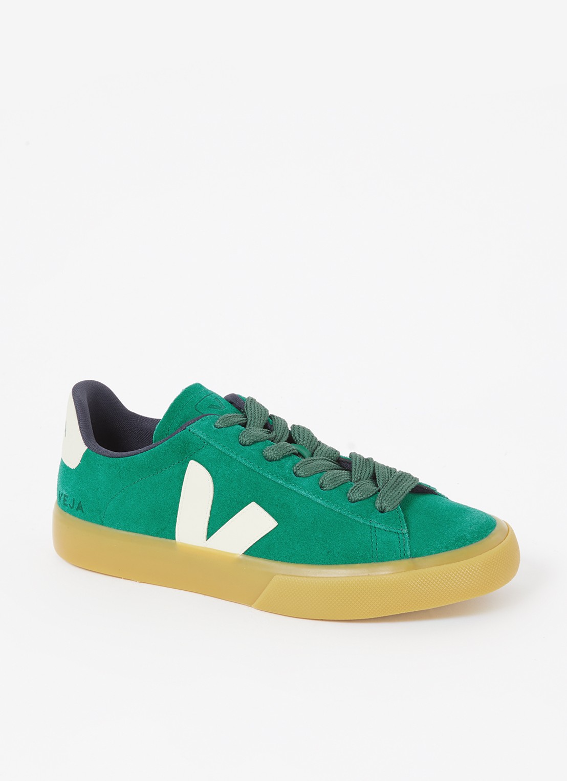 Veja Campo sneaker van suède met leren details - voorkant 4 groen