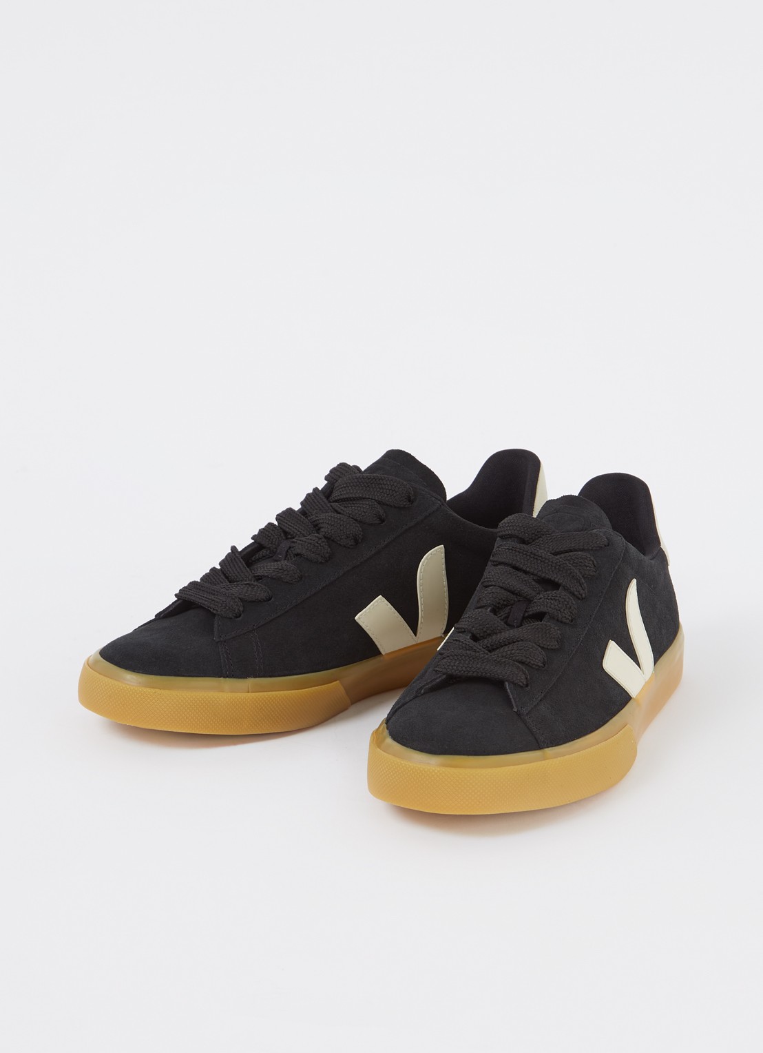 Veja Campo sneaker van suède met leren details - detail 2 zwart