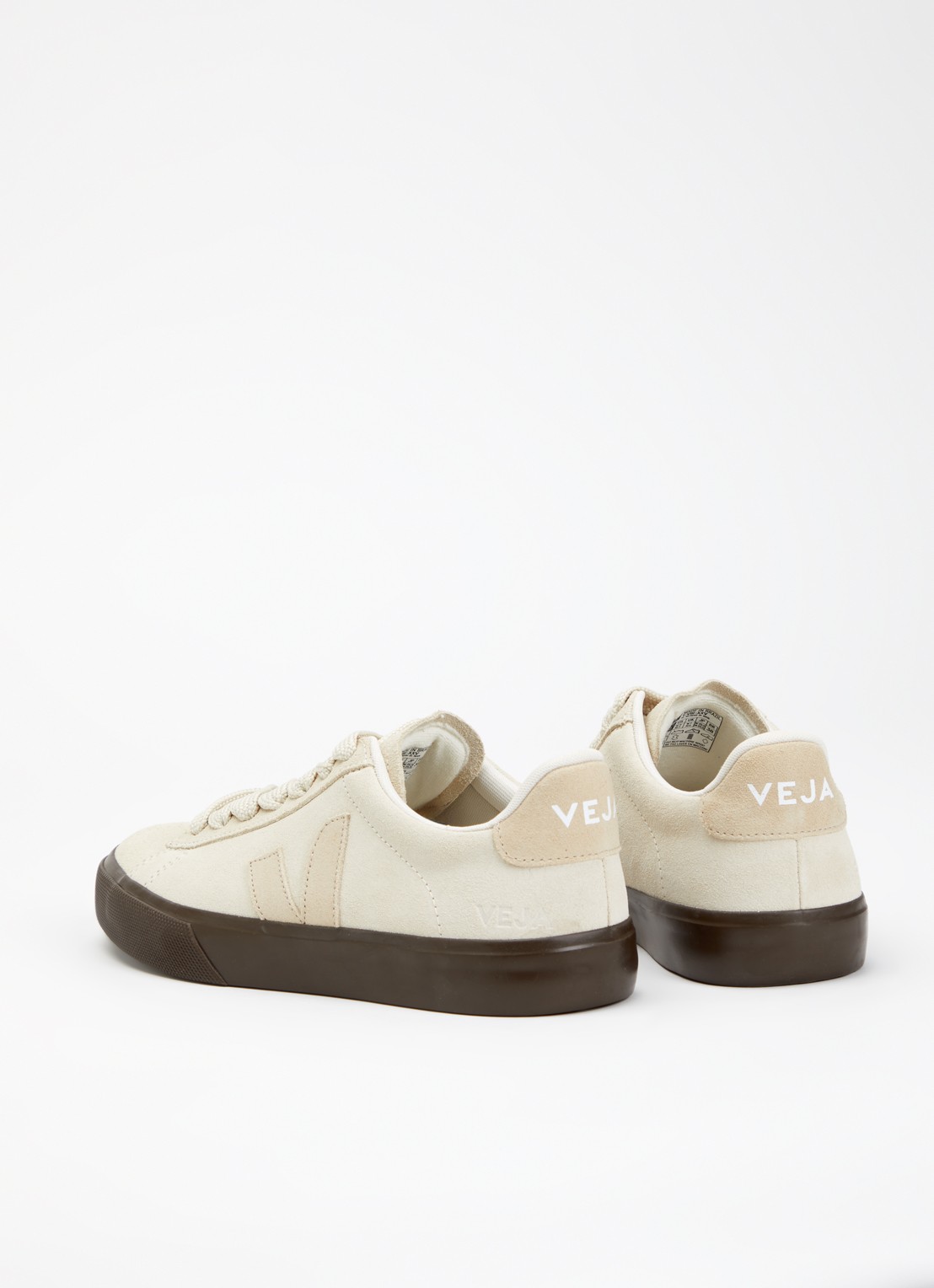 Veja Campo sneaker van suède met logo - achterkant beige