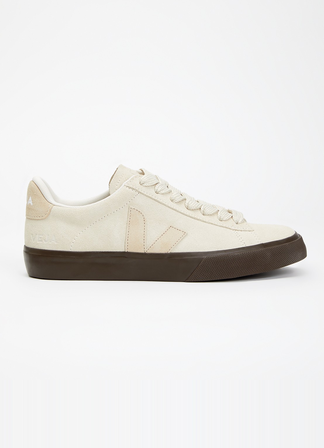 Veja Campo sneaker van suède met logo - voorkant 2 beige