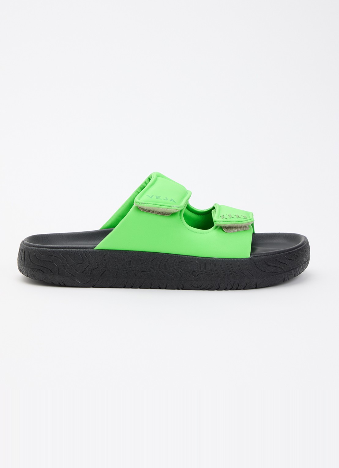 Veja Etna slipper van leer met logo - voorkant 2 neongroen