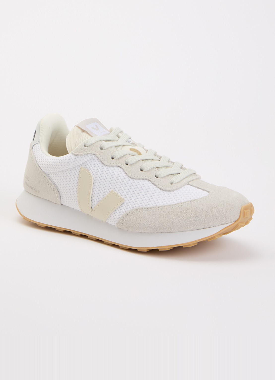 Veja Rio Branco II sneaker met suède details - voorkant 2 wit