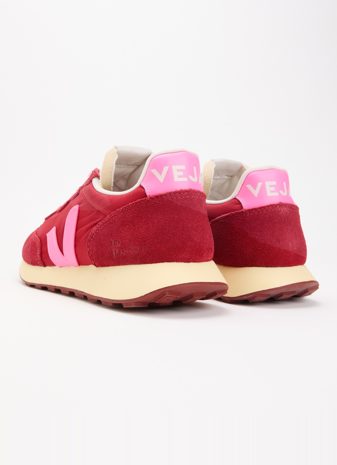 Veja Rio Branco II sneaker met suède details - achterkant 5 rood