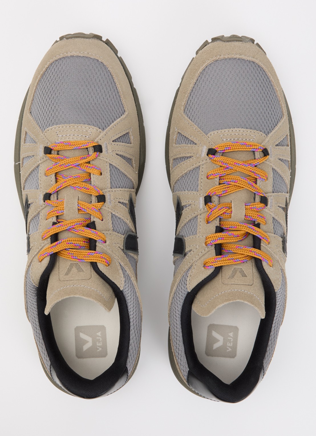 Veja Salar Alveomesh sneaker met suède details - detail 4 khaki