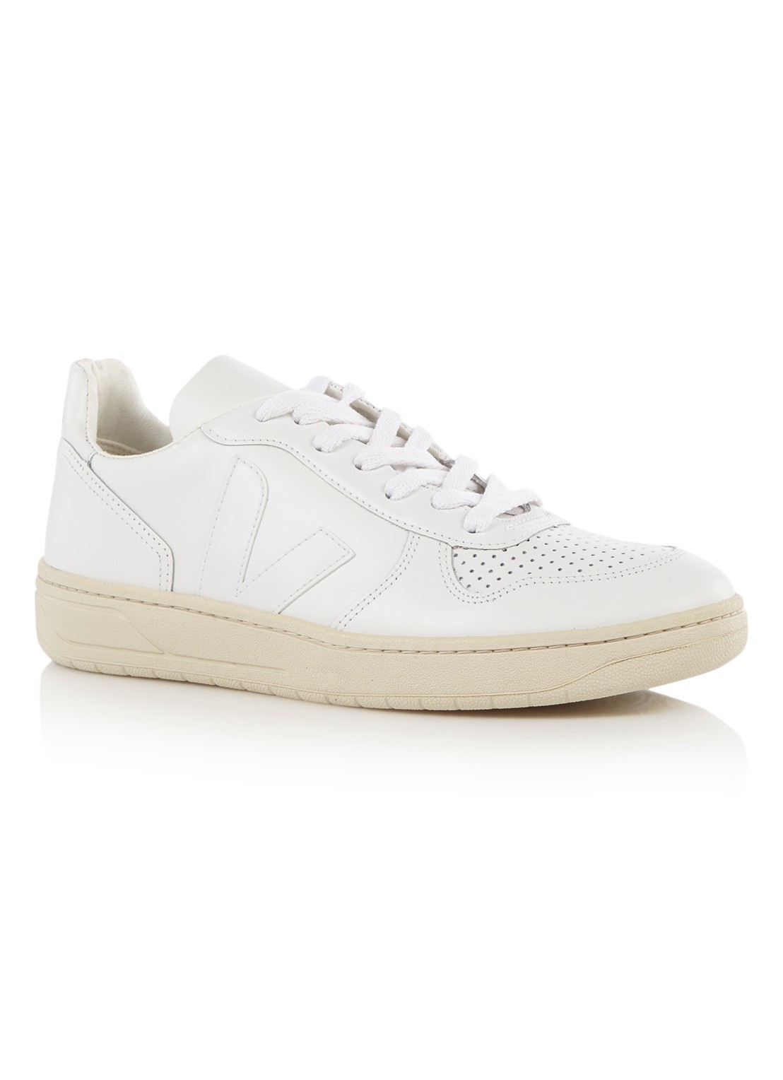 Veja V-10 sneaker van leer - voorkant wit