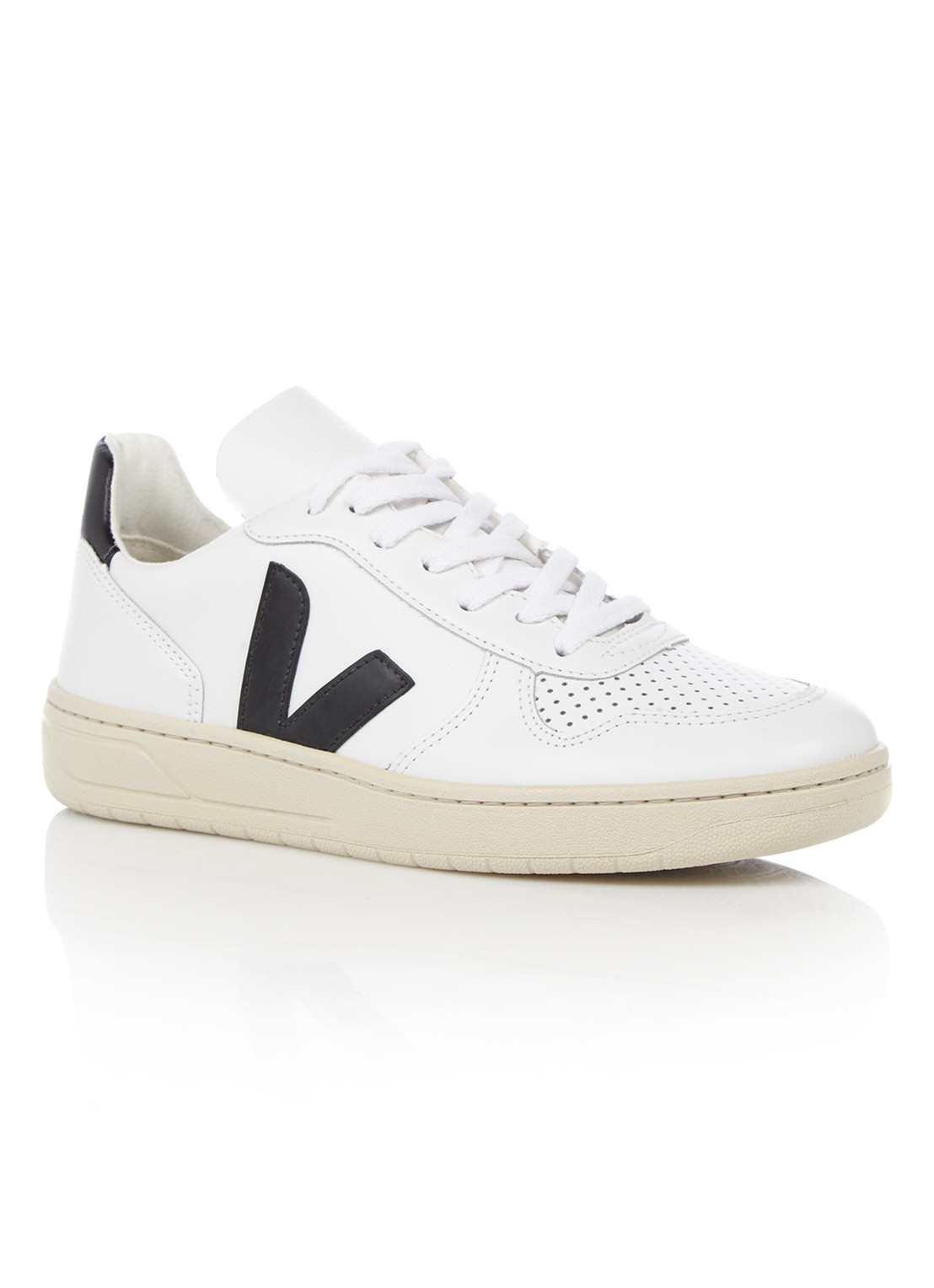 Veja V-10 sneaker van leer - voorkant wit