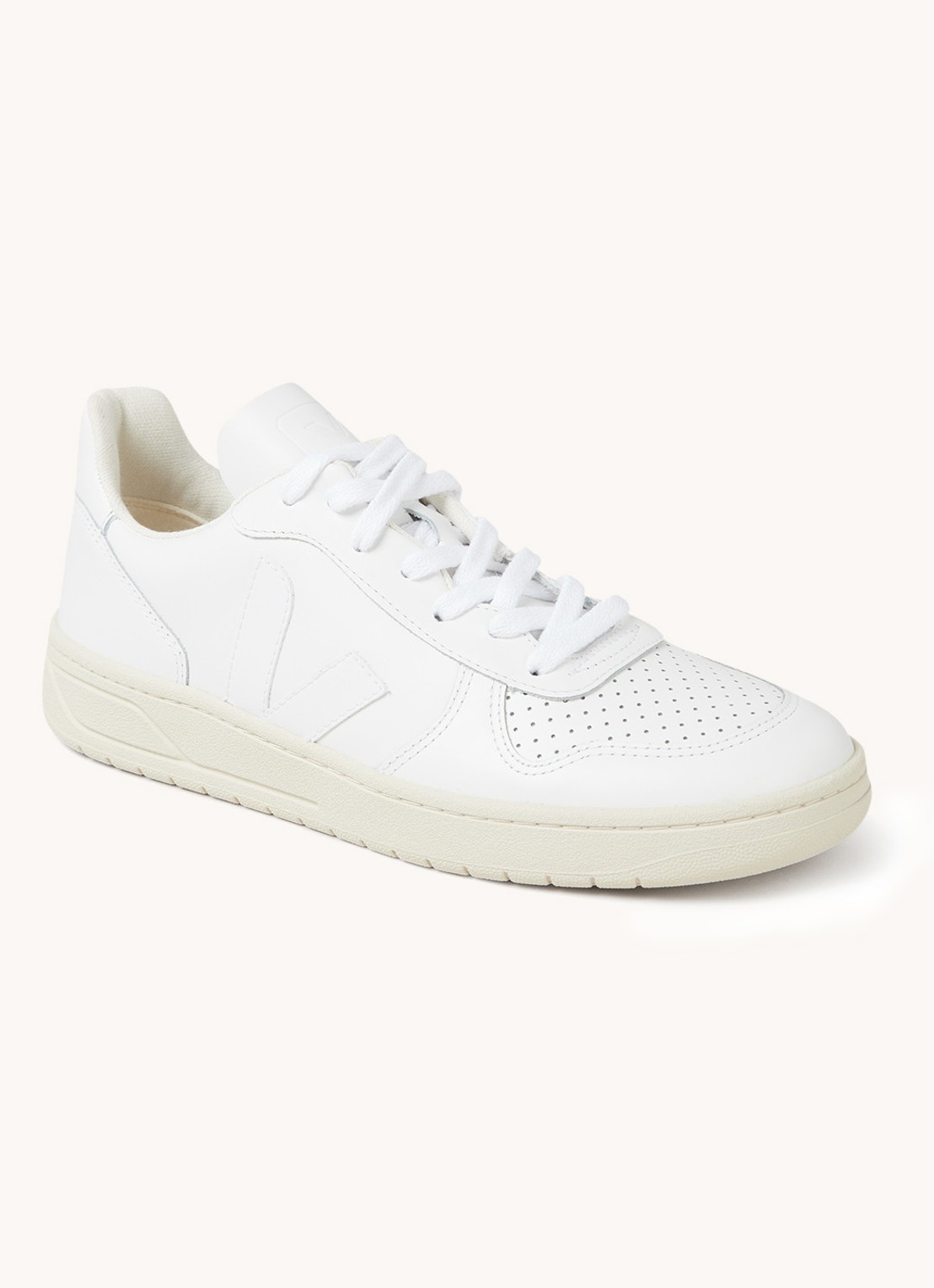 Veja V-10 sneaker van leer - voorkant 2 wit