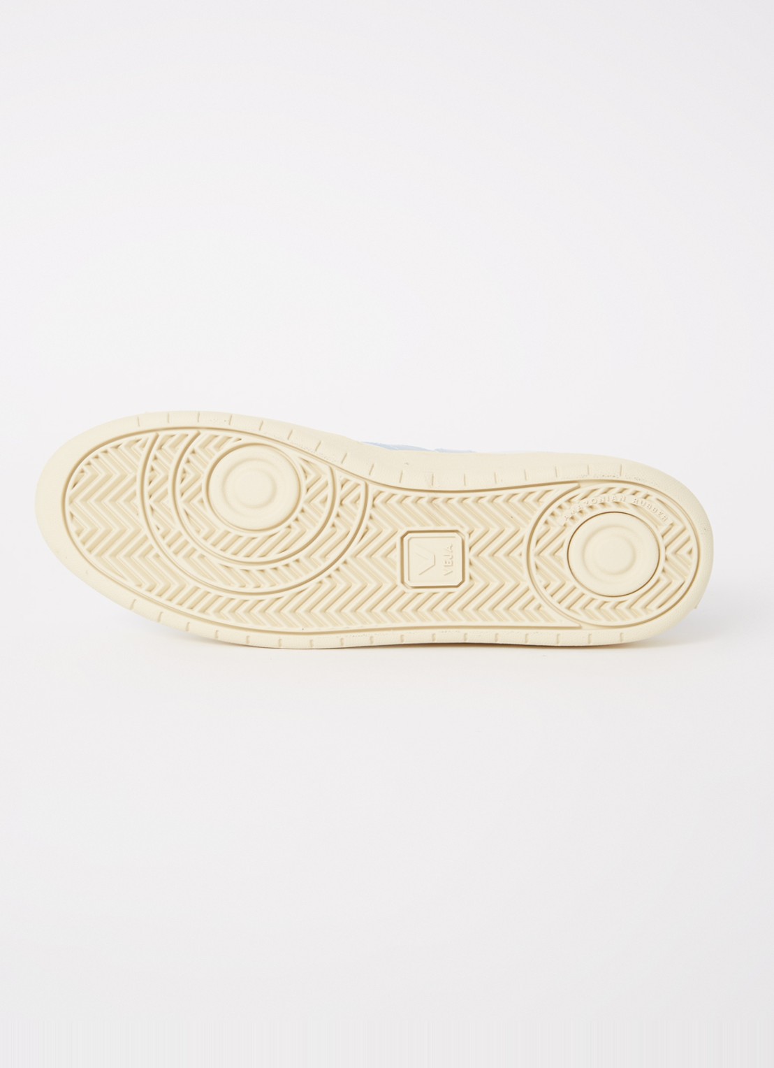 Veja V-12 sneaker van leer met suède details - detail 4 lichtblauw