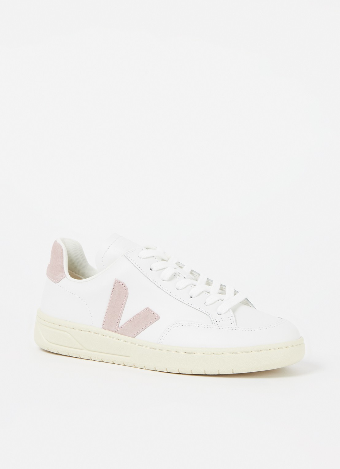 Veja V-12 sneaker van leer met suède details - voorkant 5 roze
