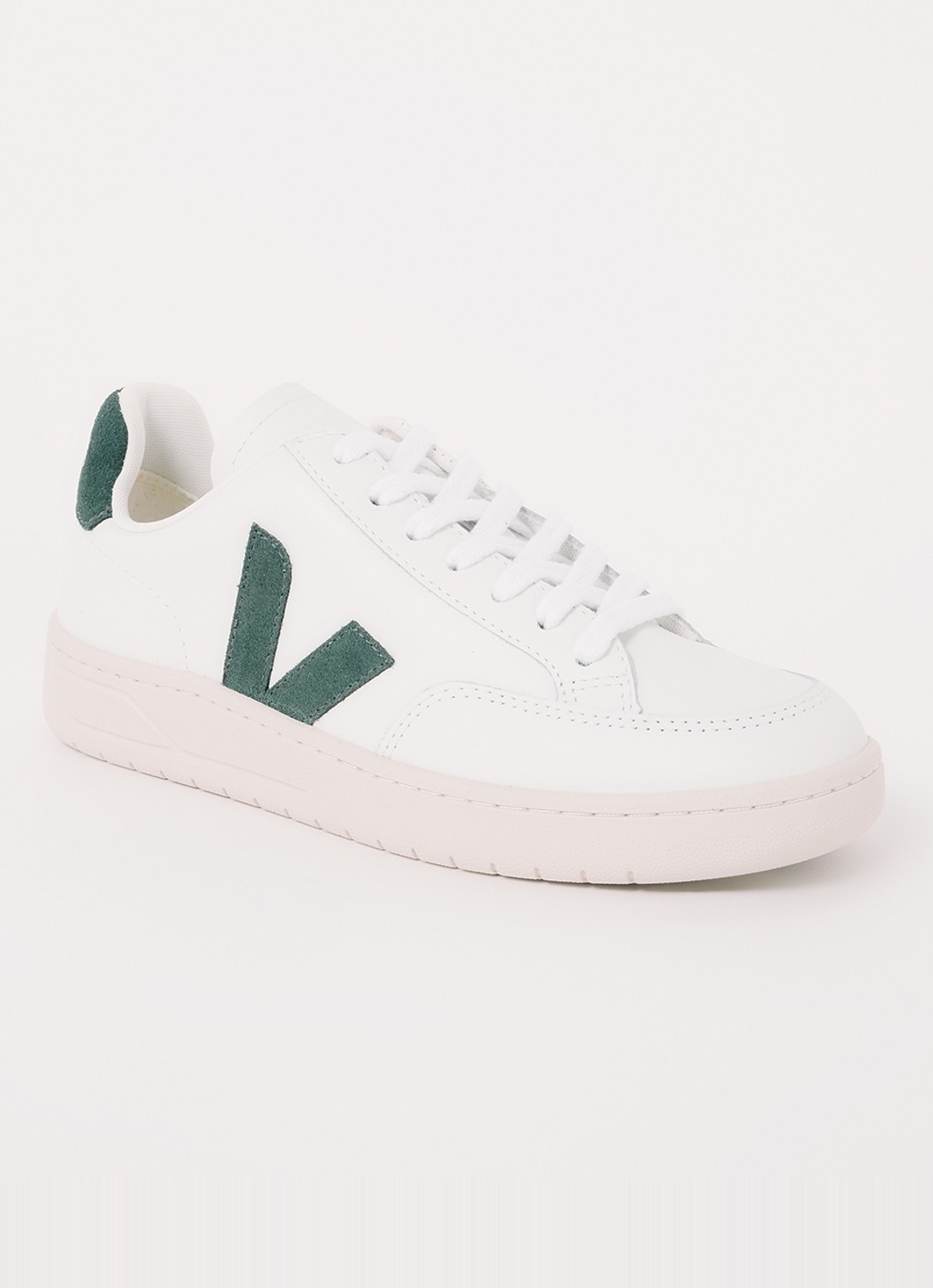 Veja V-12 sneaker van leer met suède details - voorkant 5 groen