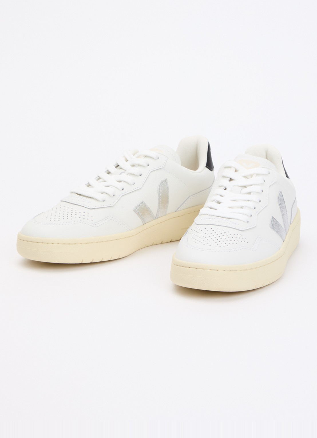 Veja V-90 sneaker van leer met logo - detail 3 wit