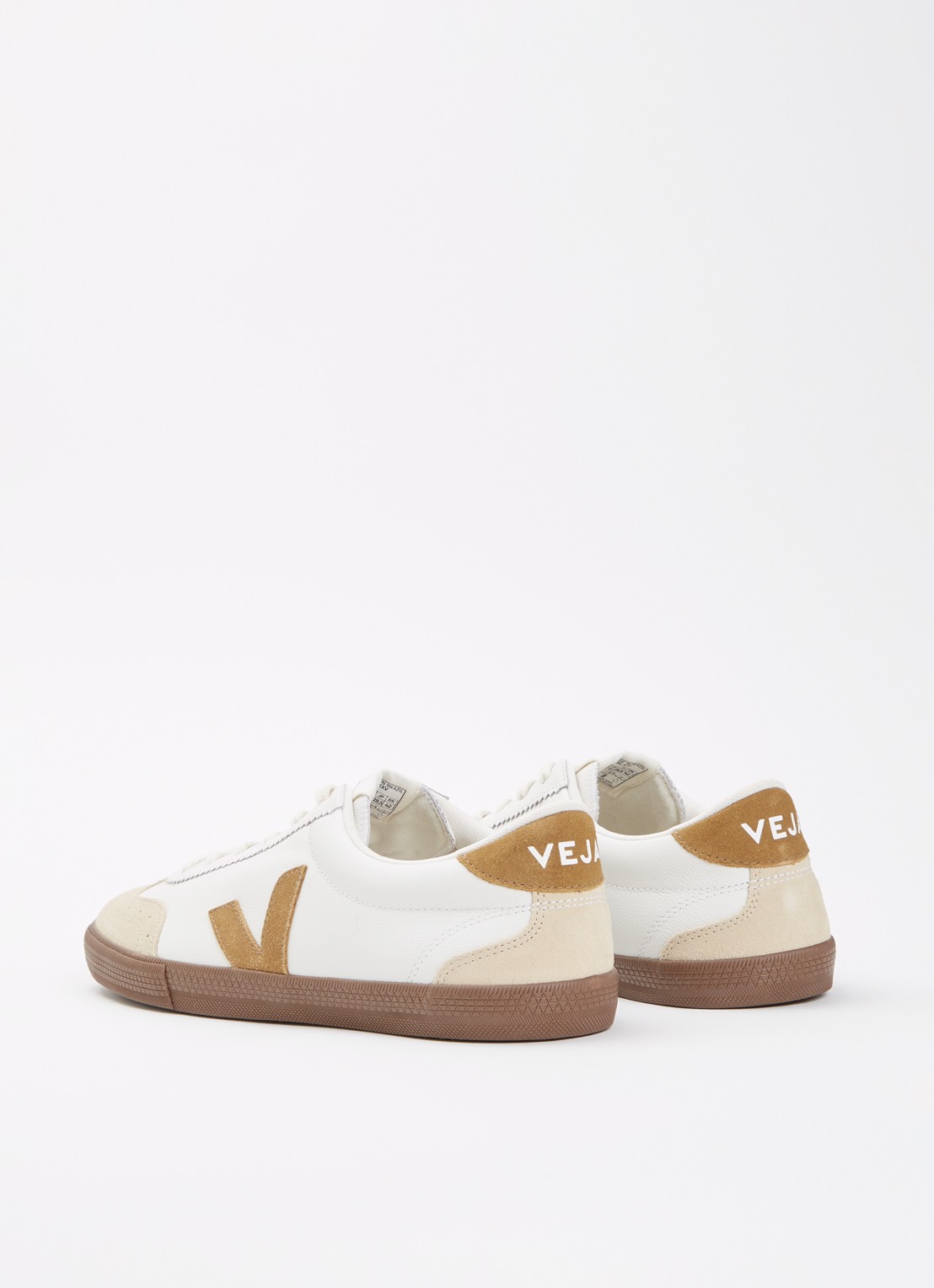 Veja Volley sneaker van leer met suède details - achterkant beige
