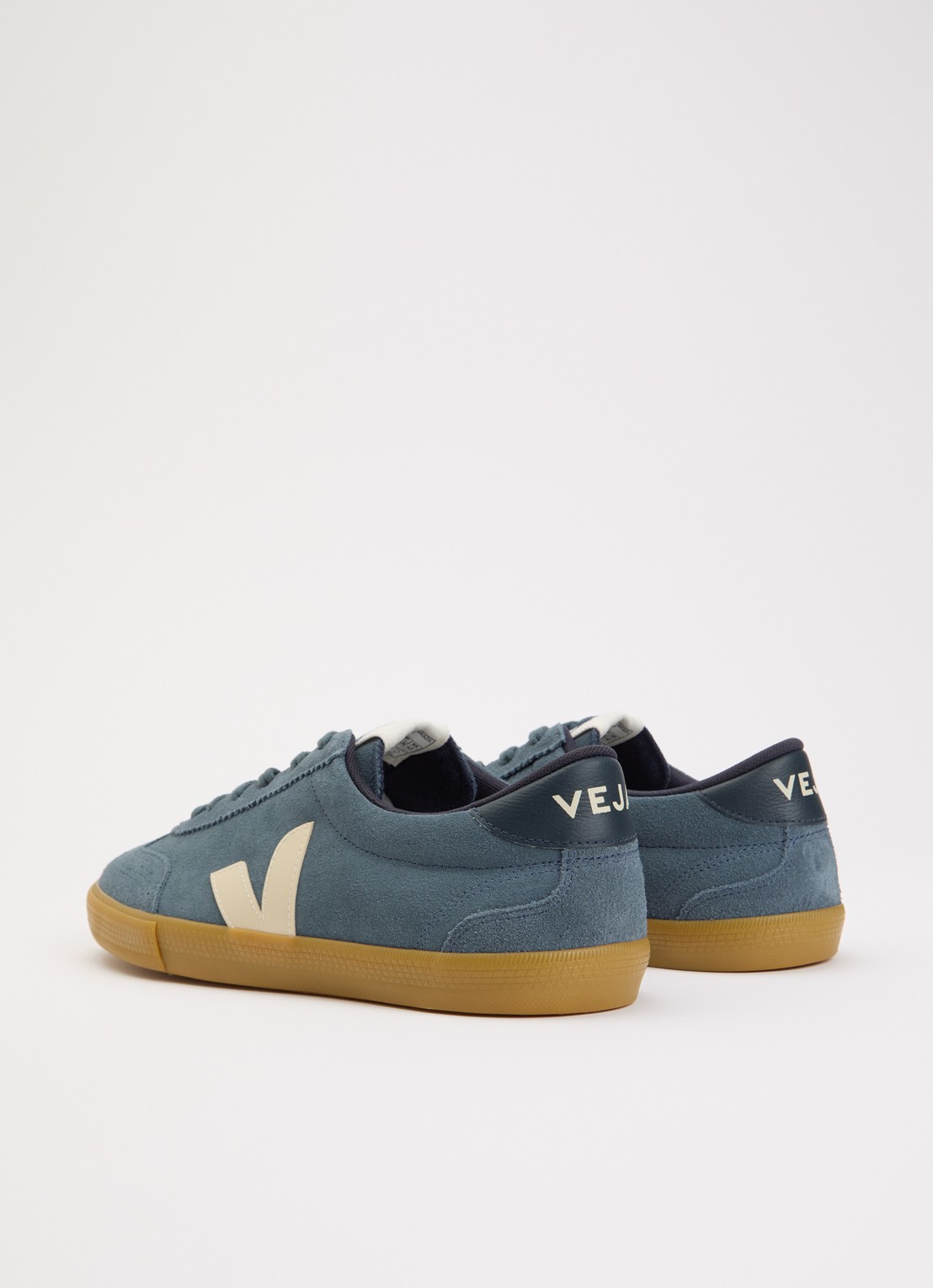 Veja Volley sneaker van suède - achterkant 2 staalblauw