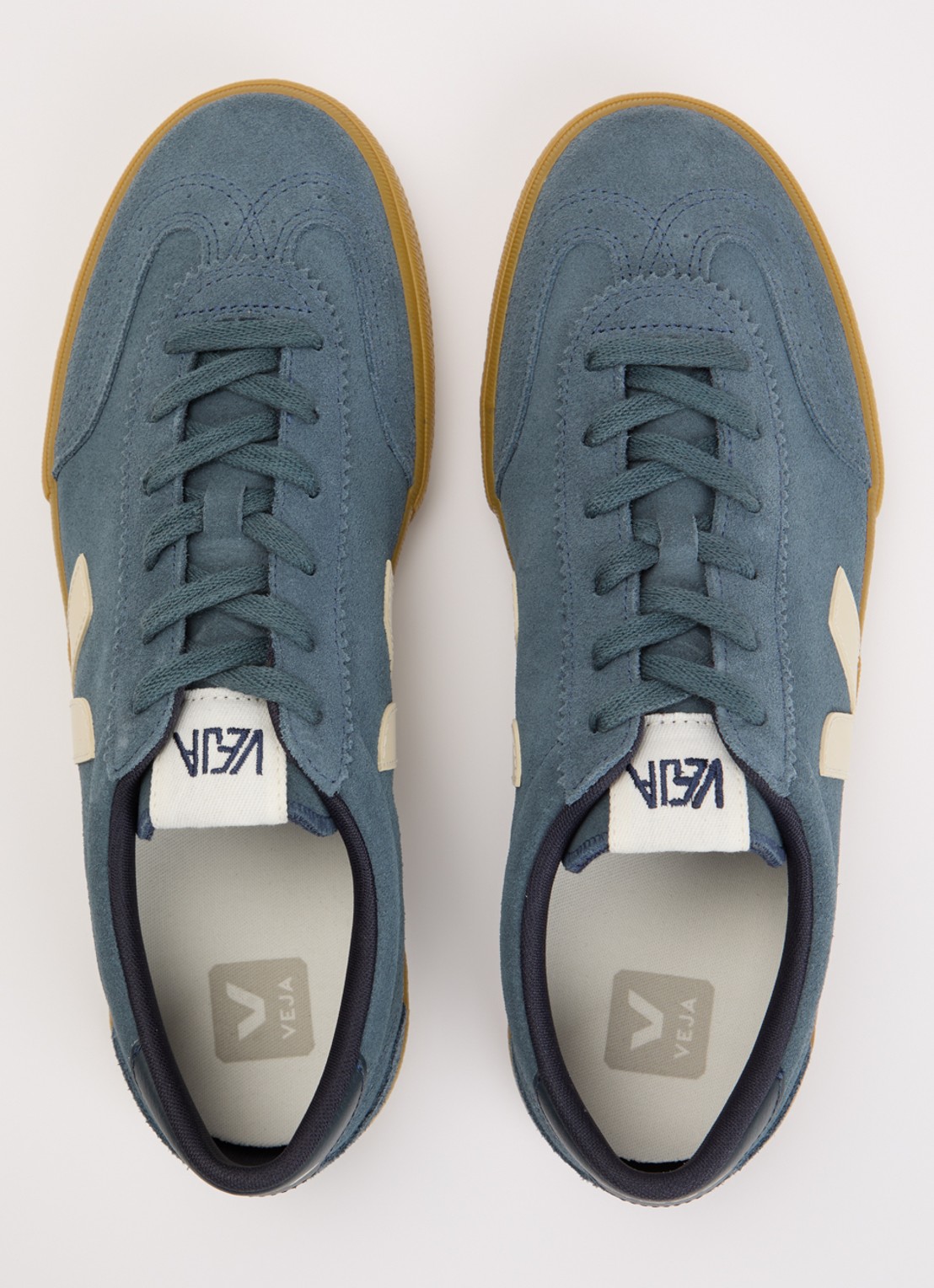 Veja Volley sneaker van suède - detail 4 staalblauw