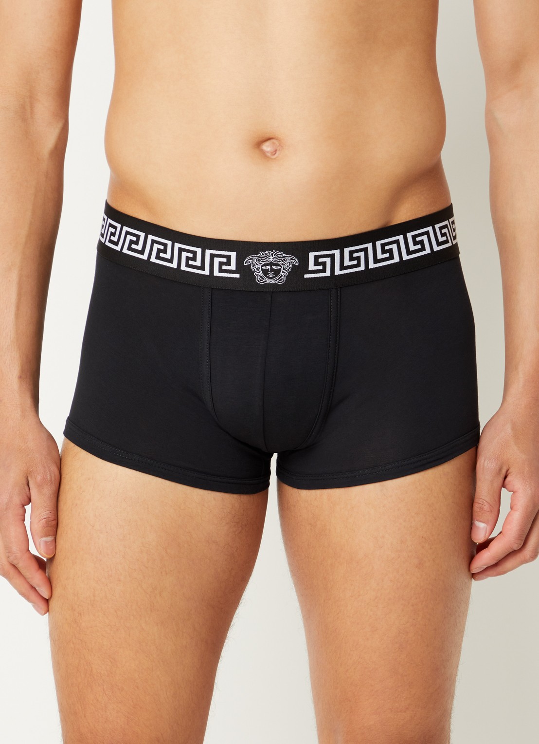 Versace Boxershort van katoen met logoband - voorkant 2 zwart