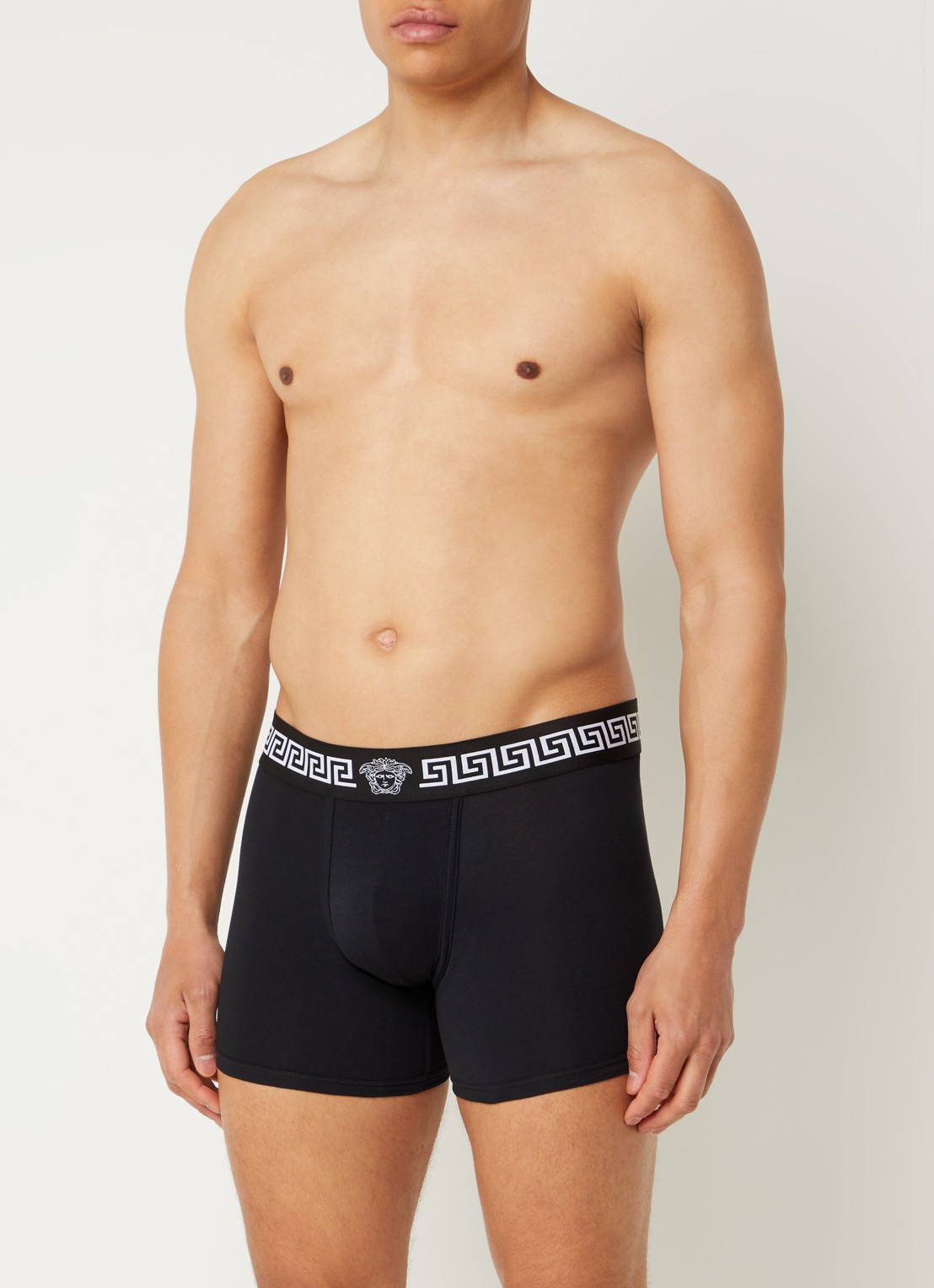 Versace Boxershort van katoen met logoband - detail zwart