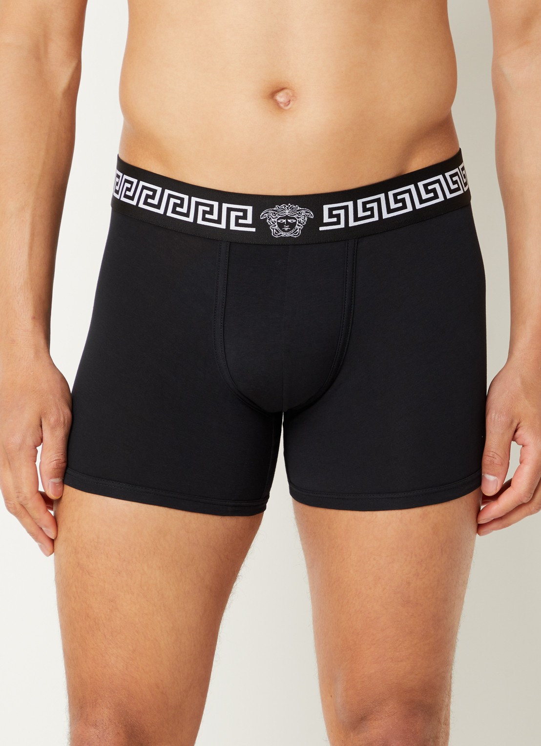 Versace Boxershort van katoen met logoband - voorkant 3 zwart