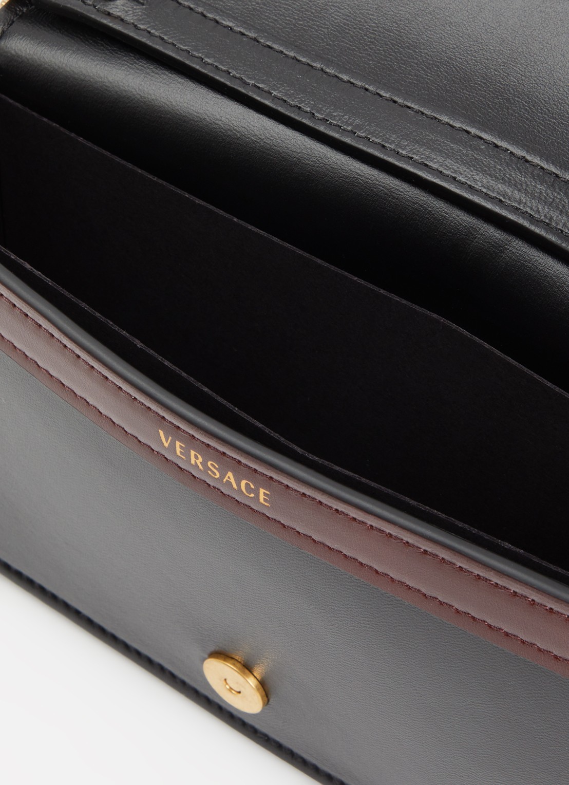 Versace Emblème clutch van lamsleer met afneembare schouderriem - detail 2 zwart