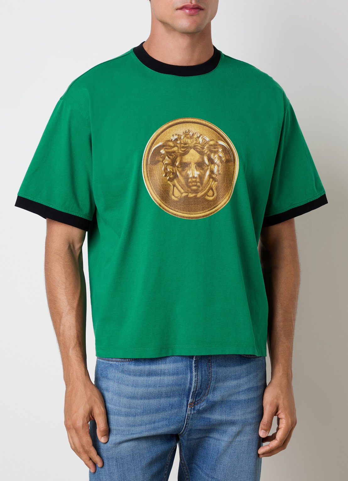 Versace Gold Coin T-shirt met logoprint - detail 2 groen