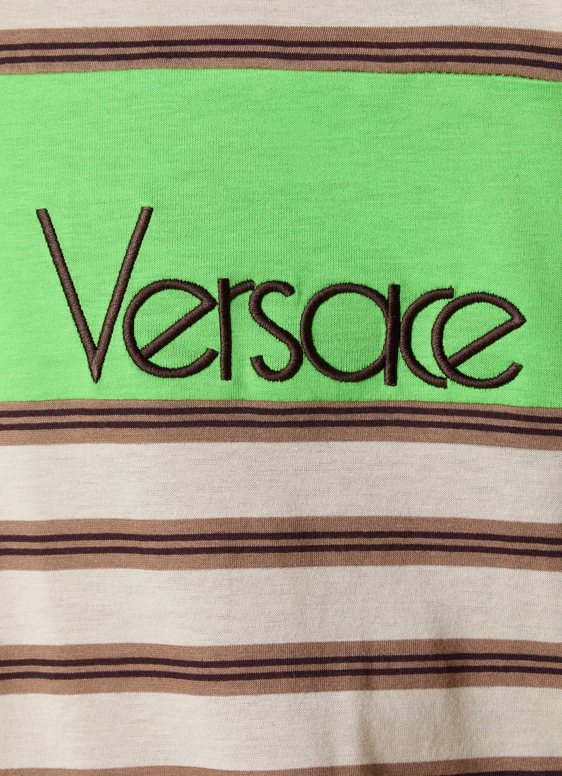 Versace Intarsia regular fit polo met logoborduring - detail 4 zand