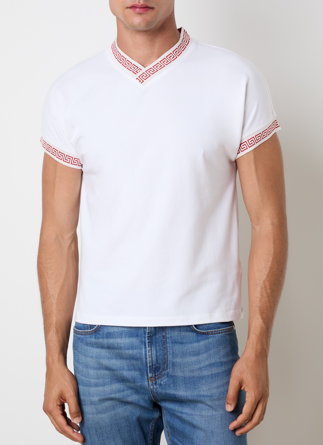 Versace Medusa Grace T-shirt met V-hals - detail 2 wit