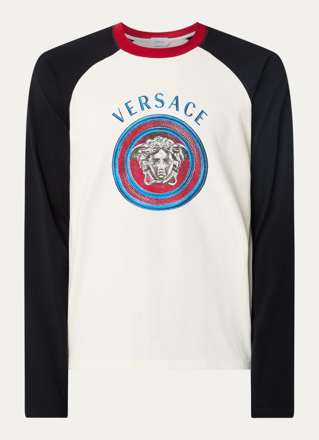 Versace Medusa Moneta longsleeve met logoprint - voorkant gebroken wit