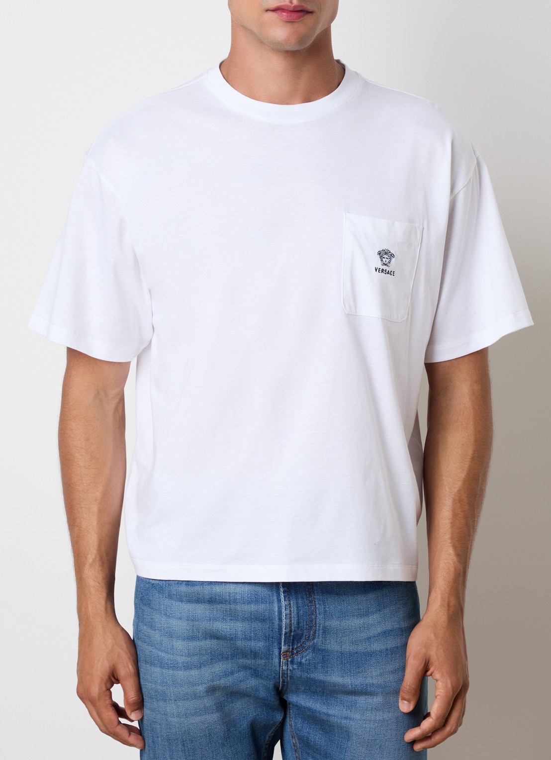 Versace Medusa T-shirt met logoborduring - detail wit