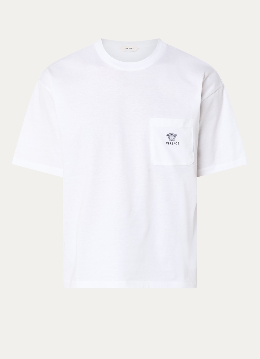 Versace Medusa T-shirt met logoborduring - voorkant wit