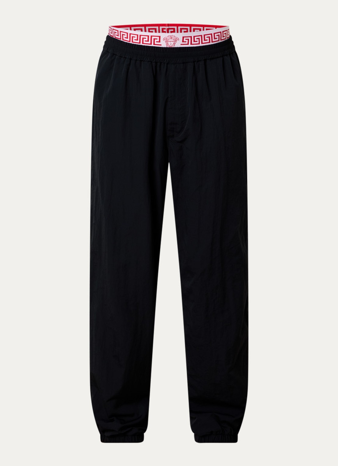 Versace Wide fit trackpants met steekzakken en logo - voorkant zwart
