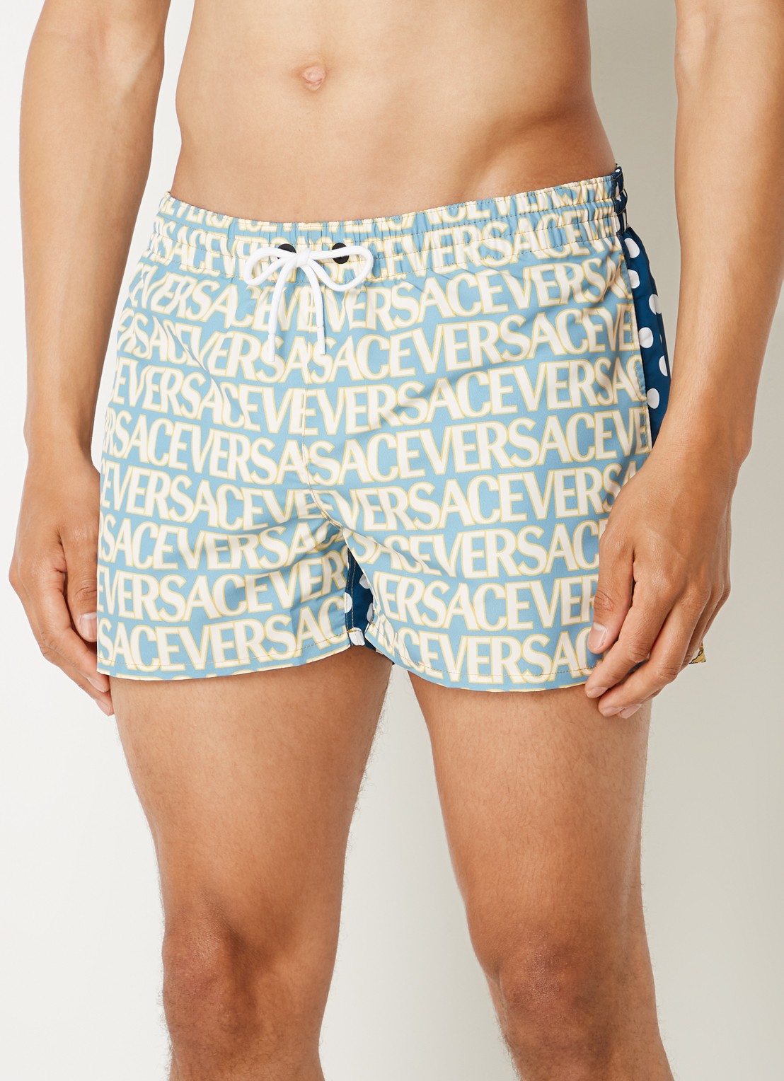 Versace Zwemshorts met logoprint en steekzakken - detail 3 donkerblauw