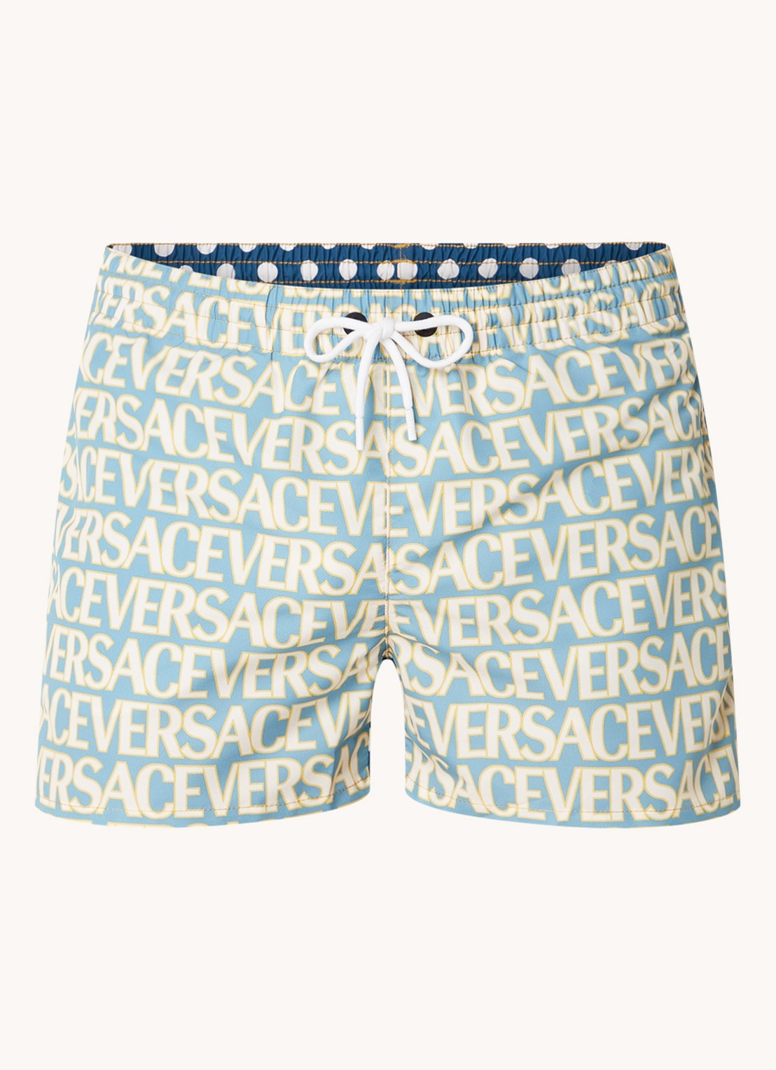 Versace Zwemshorts met logoprint en steekzakken - voorkant donkerblauw