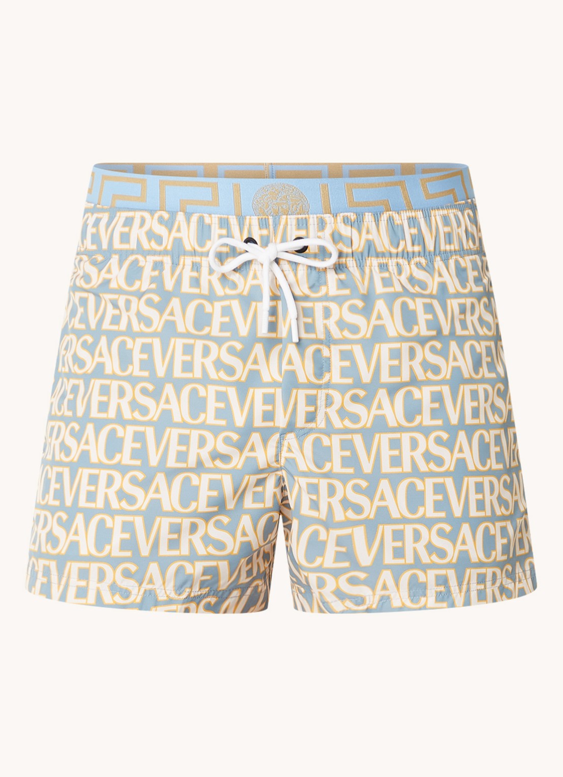Versace Zwemshorts met logoprint en steekzakken - voorkant 4 staalblauw