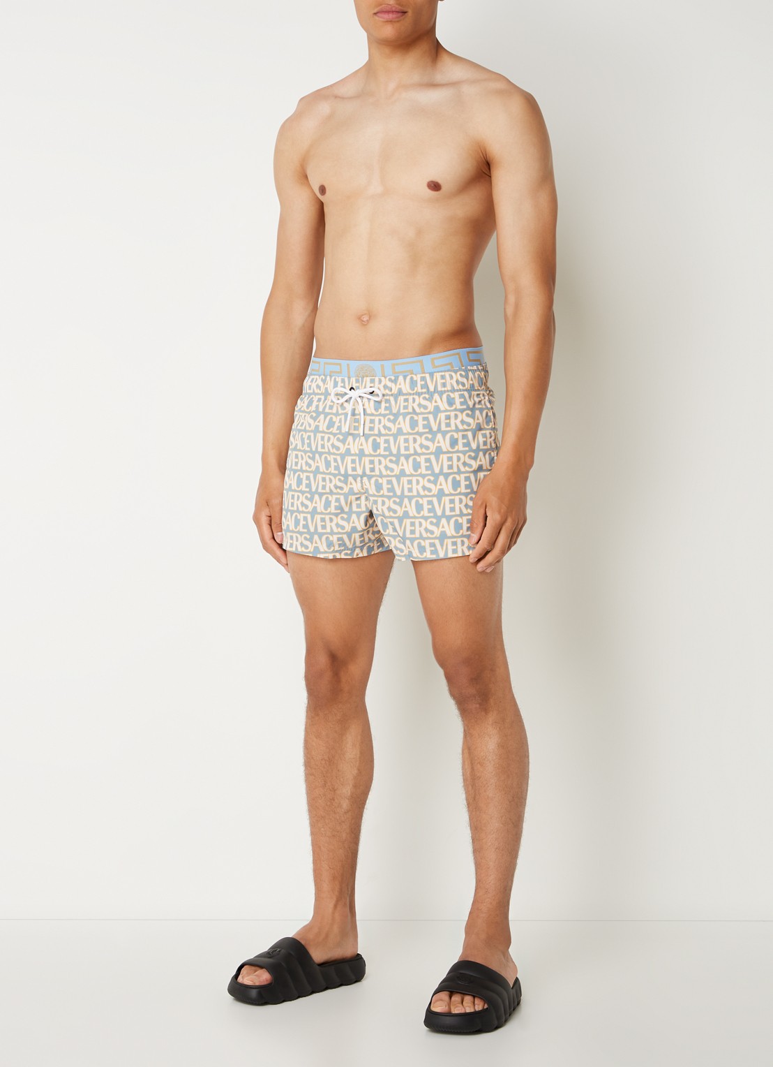 Versace Zwemshorts met logoprint en steekzakken - voorkant 5 staalblauw